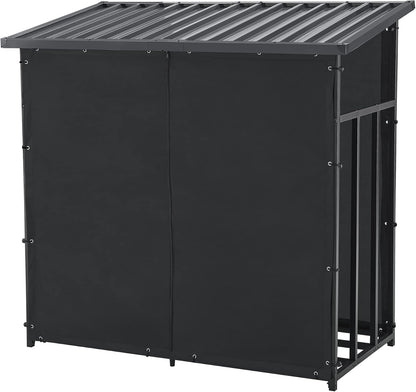 Brennholzregal Yakutat Schwarz 145x143x70 cm