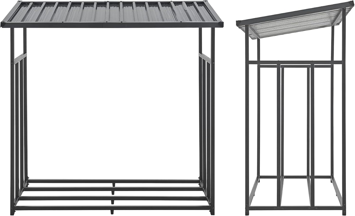 Brennholzregal Yakutat Schwarz 145x143x70 cm