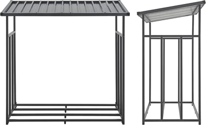 Brennholzregal Yakutat Schwarz 145x143x70 cm