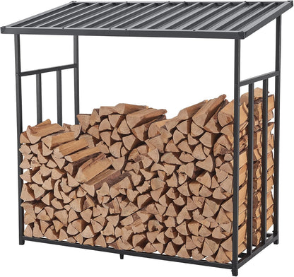 Brennholzregal Yakutat Schwarz 145x143x70 cm