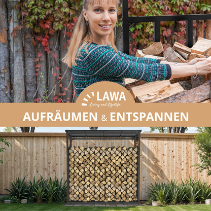 Kaminholzregal mit Dach Metall verzinkt Holzunterstand 185x105x185 anthrazit FR200